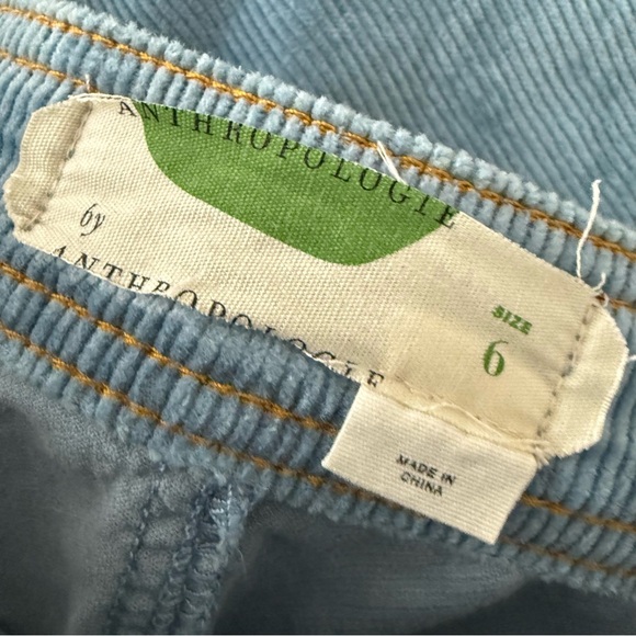 Anthropologie Light Blue Button Front Corduroy Skirt 6 - Picture 6 of 8